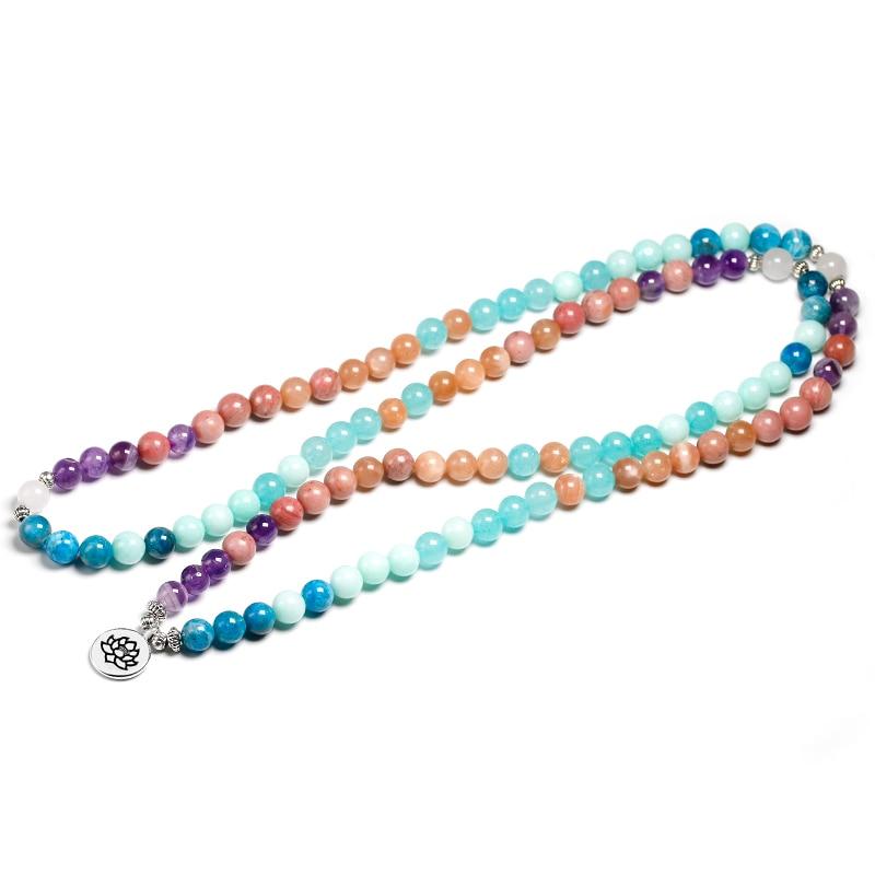 Awakening by Lotus Flower 108 Beads Mala overview in u Position seen from front