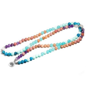 Awakening by Lotus Flower 108 Beads Mala overview in u Position seen from front