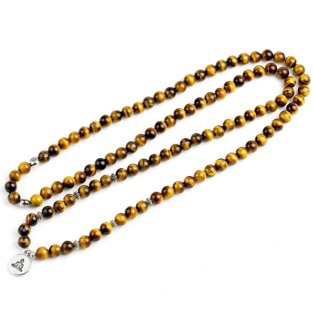 Buddha Courage 108 Mala Beads overview in U position seen from top