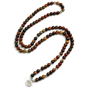 Clarity of Mind of Life Tree 108 Beads Mala Overview in S Position seen from top