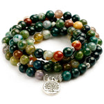 Load image into Gallery viewer, Longevity by Life Tree 108 Beads Mala of Awakning Buddhist Jewelry Seen from front
