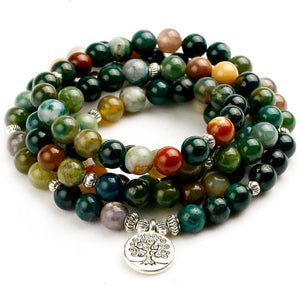 Longevity by Life Tree 108 Beads Mala of Awakning Buddhist Jewelry Seen from front