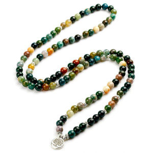 Longevity by Life Tree 108 Beads Mala overview in S Position seen from front